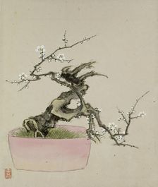 Leaf from Album Depicting Birds, Flowers, Landscapes, and Flower Pots, 1876. Creator: Yoshizawa Setsuan