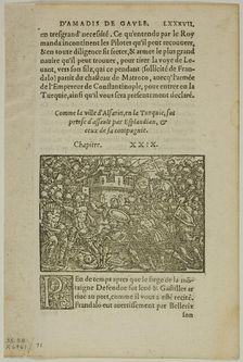 Leaf from Amadis de Gaule, plate 71 from Woodcuts from Books of the XVI Century, 1560... Creator: Unknown