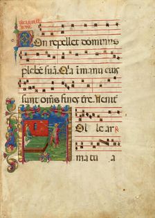 Leaf from an antiphonal, about 1455-1461. Creator: Franco dei Russi
