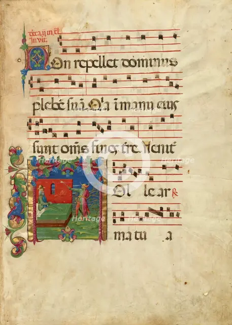 Leaf from an antiphonal, about 1455-1461. Creator: Franco dei Russi.