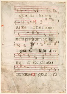 Leaf from an Antiphonary: Music (verso), early 1300s. Creator: Unknown