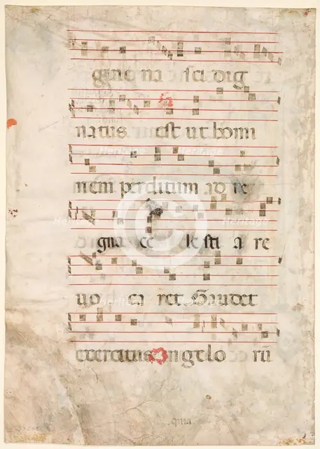 Leaf from an Antiphonary: Music (verso), early 1300s. Creator: Unknown.