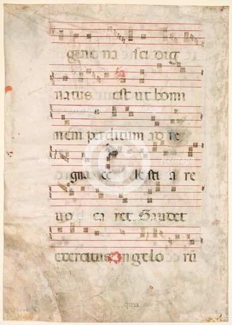 Leaf from an Antiphonary: Music (verso), early 1300s. Creator: Unknown.
