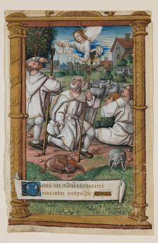 Leaf from Book of Hours: Annunciation to the Shepherds, c1515. Creator: Master of Morgan 85