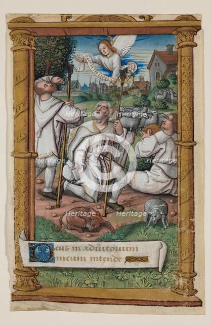 Leaf from Book of Hours: Annunciation to the Shepherds, c1515. Creator: Master of Morgan 85.