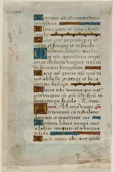 Leaf from Book of Hours: Text with Nine Ornamental Initials, c1515. Creator: Master of Morgan 85