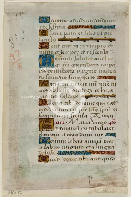 Leaf from Book of Hours: Text with Nine Ornamental Initials, c1515. Creator: Master of Morgan 85.