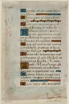 Leaf from Book of Hours: Text with Nine Ornamental Initials, c1515. Creator: Master of Morgan 85