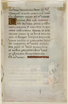Leaf from Book of Hours: Text with Ornamental Initial "D", c1515. Creator: Master of Morgan 85