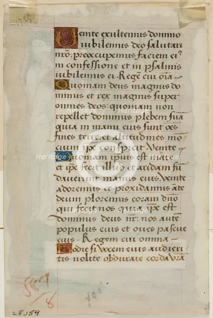 Leaf from Book of Hours: Text with Four Ornamental Initials, c1515. Creator: Master of Morgan 85.