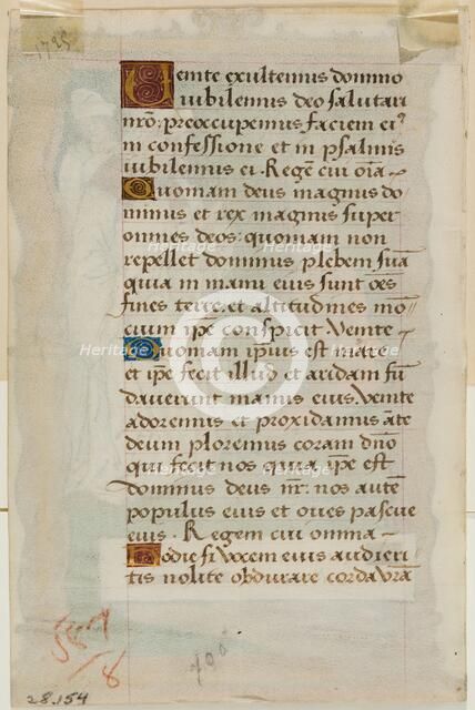 Leaf from Book of Hours: Text with Four Ornamental Initials, c1515. Creator: Master of Morgan 85.