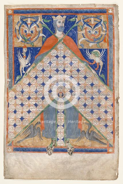 Leaf from Gratian's Decretum: Table of Consanguinity, c. 1270-1300. Creator: Unknown.