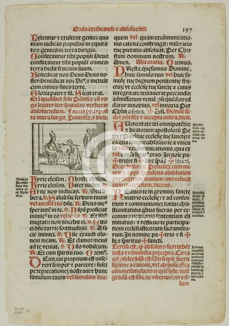 Leaf from Pontificale Romanum, plate 91 from Woodcuts from Books of the XVI Century...1937. Creators: Unknown, Max Geisberg.