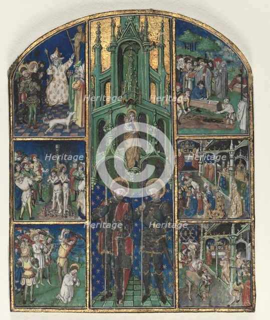 Leaf from the Hours of Duke Louis of Savoy: Saints Nereus and Achilleus, mid-1400s. Creator: Unknown.