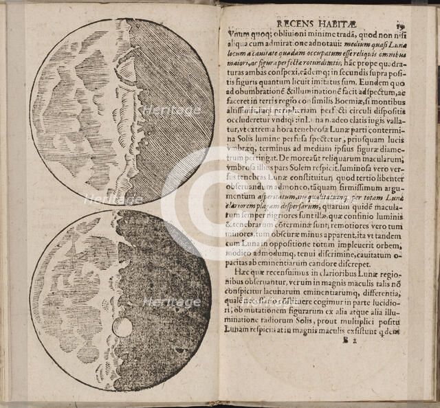 Leaf of book Sidereus Nuncius (Sidereal Messenger) by Galileo Galilei, 1610. Artist: Galilei, Galileo (1564-1642)