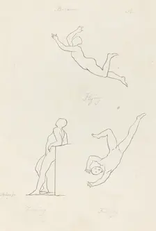 Leaning, Flying and Falling, published 1829. Creator: George Scharf