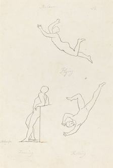 Leaning, Flying and Falling, published 1829. Creator: George Scharf