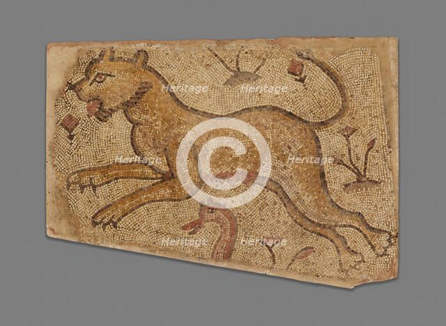 Leaping Feline in Floral Field, 4th-5th century. Creator: Unknown.