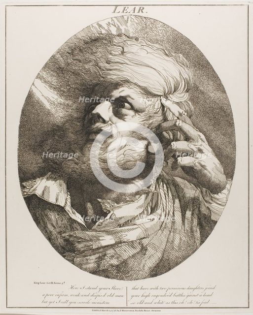 Lear, March 15, 1776 (originally published); published 1809. Creator: John Hamilton Mortimer.
