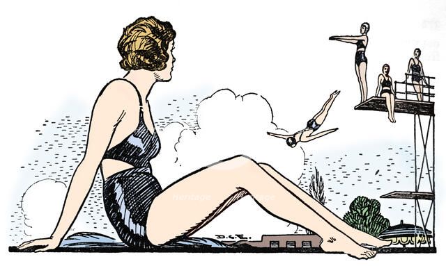 'Learn to Swim', 1937. Artist: Unknown.