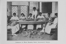 Learning to make baskets; Saint Athanasius School; [Brunswick, Georgia], (1923?). Creator: Unknown
