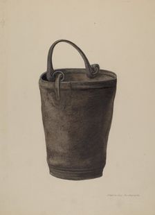 Leather Water Bucket, c. 1938. Creator: Alexander Anderson