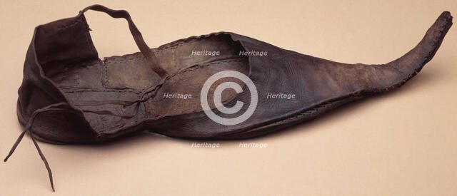 Leather adult's shoe, medieval. Artist: Unknown