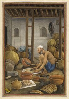 Leather bottle makers presumably members of the Chamaar Caste, 1825. Creator: Anon