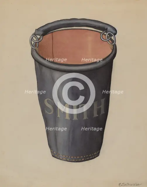Leather Fire Bucket, c. 1936. Creator: Erwin Schwabe.