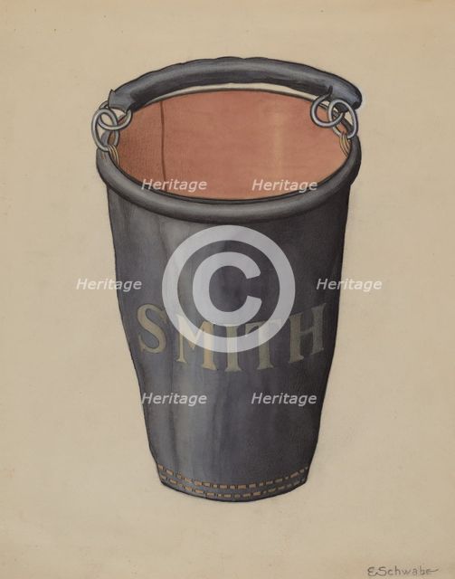 Leather Fire Bucket, c. 1936. Creator: Erwin Schwabe.