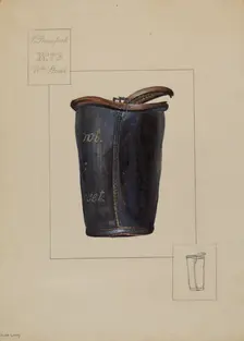 Leather Fire Bucket, c. 1936. Creator: Mina Lowry