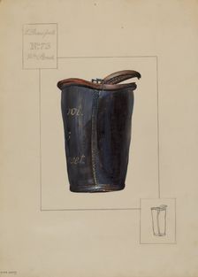 Leather Fire Bucket, c. 1936. Creator: Mina Lowry