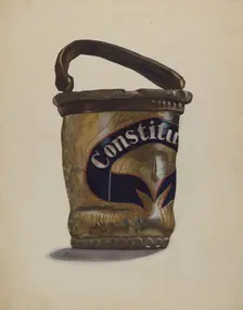 Leather Fire Bucket, c. 1939. Creator: Page Coffman