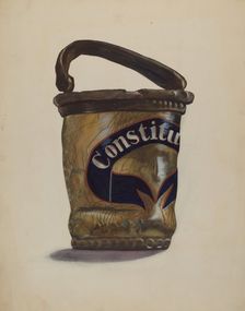 Leather Fire Bucket, c. 1939. Creator: Page Coffman