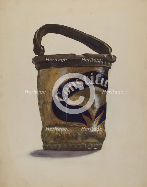 Leather Fire Bucket, c. 1939. Creator: Page Coffman.