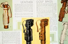 Leather golf bags, 1931. Creator: Unknown