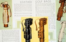 Leather golf bags, 1931. Creator: Unknown