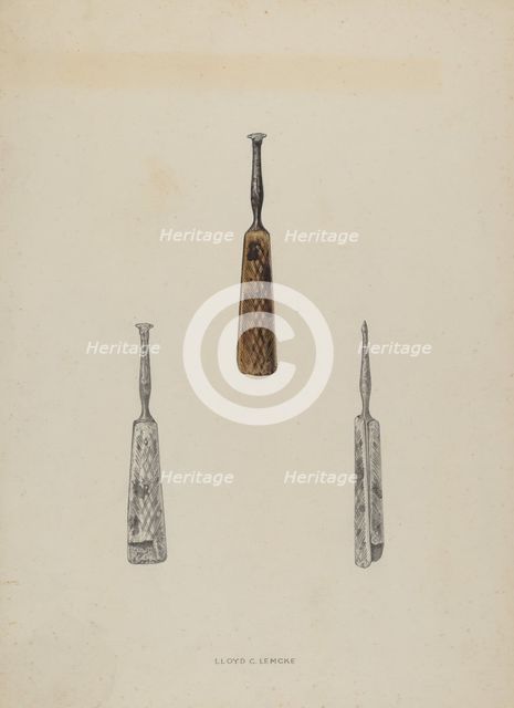 Leather Guide Marker, c. 1937. Creator: Lloyd Charles Lemcke.