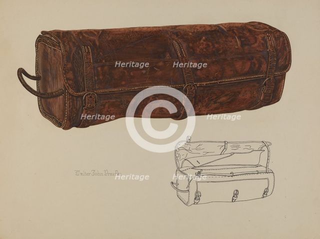 Leather Mail Bag, c. 1938. Creator: Walter Praefke.