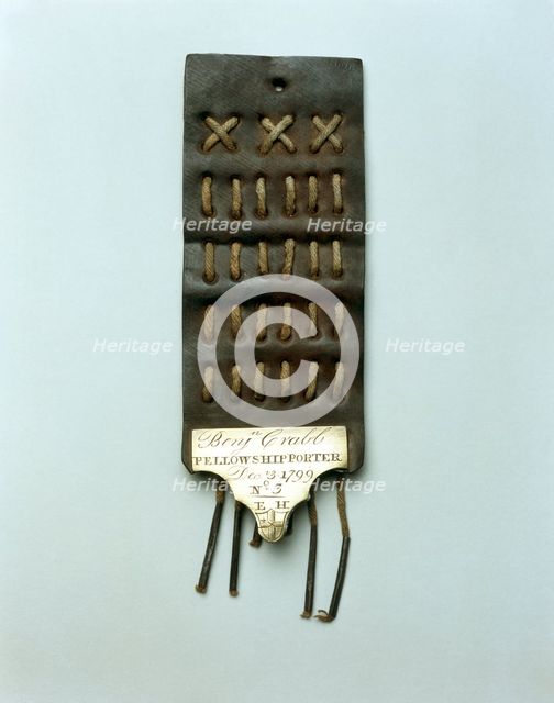 Leather porter's tally, 1799. Creator: Unknown.