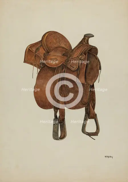 Leather Saddle, c. 1940. Creator: William McAuley.