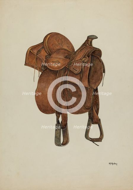Leather Saddle, c. 1940. Creator: William McAuley.