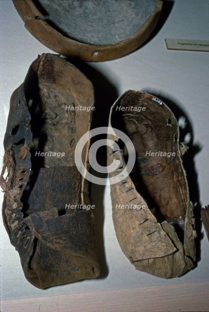 Leather shoes from Hallstatt, Austria. Celtic Iron Age, c6th century. Artist: Unknown.
