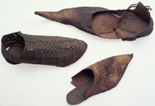 Leather shoes, medieval. Creator: Unknown