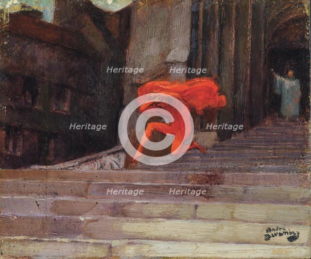 L'eau bénite ou le diable chassé d'une église (Holy water or The devil chased out of church). Creator: Devambez, André Victor Édouard (1867-1943).