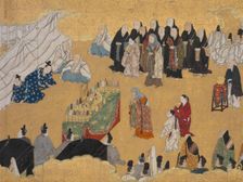 "Leaves of Wild Ginger" (Aoi), from the Phantom Genji Scrolls..., mid-17th century. Creator: Unknown