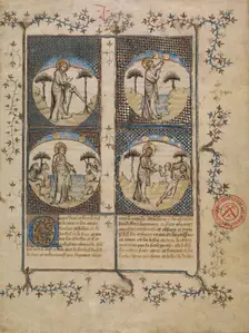 Leaves from Histoire ancienne jusqu'à César, about 1390-1400. Creator: First Master of the Bible historiale of Jean de Berry