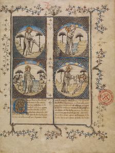Leaves from Histoire ancienne jusqu'à César, about 1390-1400. Creator: First Master of the Bible historiale of Jean de Berry