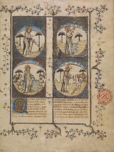 Leaves from Histoire ancienne jusqu'à César, about 1390-1400. Creator: First Master of the Bible historiale of Jean de Berry