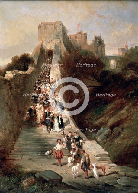 'Leaving the Castle', 19th century. Artist: Eugene Isabey